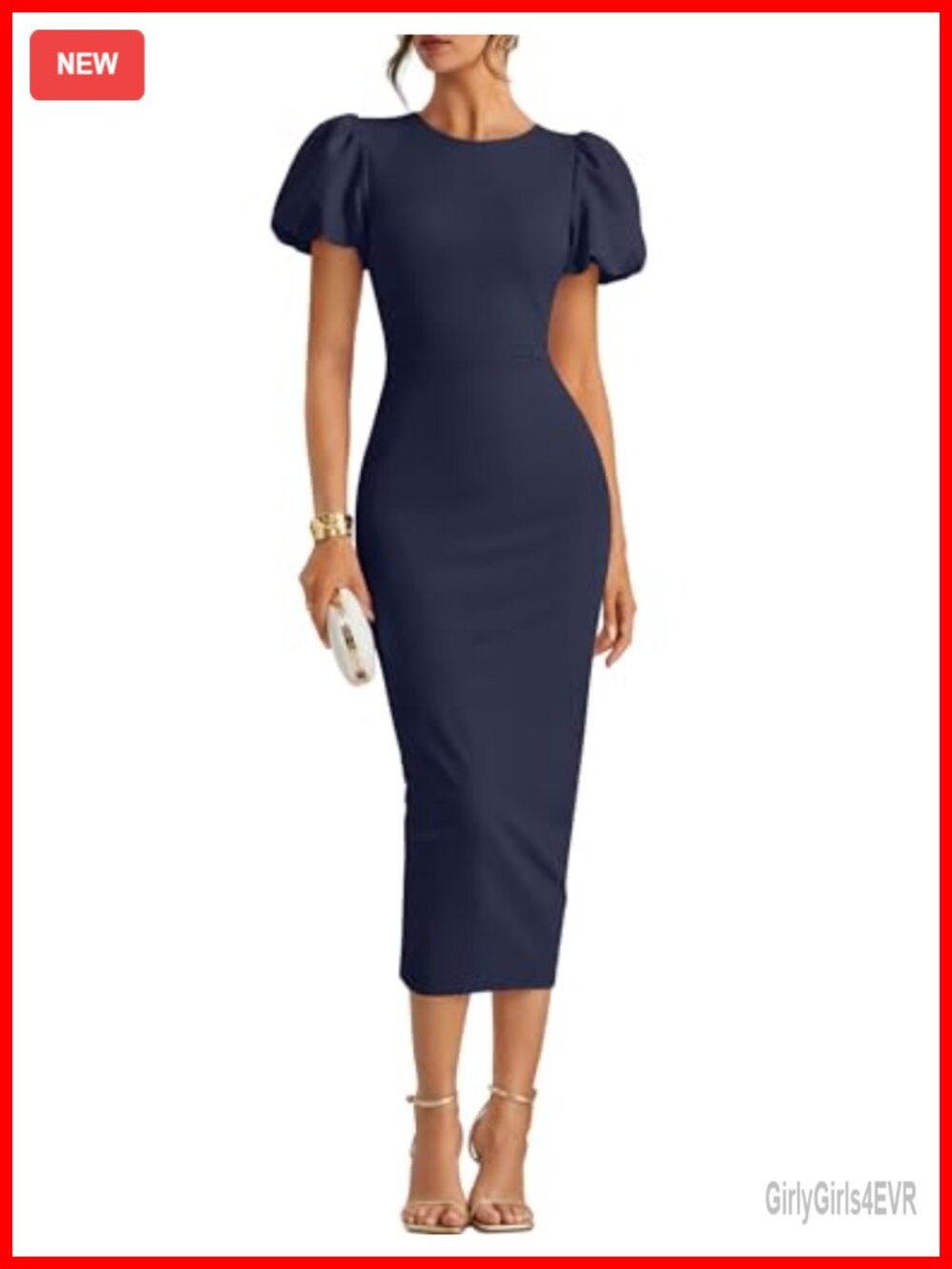 ZESICA Short Sleeve Bodycon Midi Dress Formal Cocktail